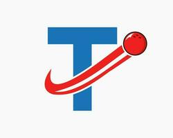 Letter T Bowling Logo. Bowling Ball Symbol With Moving Ball Icon vector