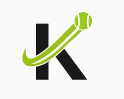 plantilla de diseño del logotipo del club de tenis letra k. academia deportiva de tenis, logotipo del club vector