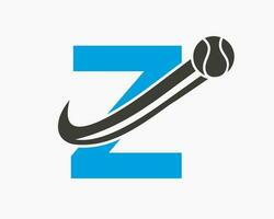 Tennis Logo On Letter Z. Tennis Sport Academy, Club Logo Sign vector
