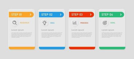 Business infographic design template with 4 options or steps. Can be used for workflow layouts, diagrams, presentations, web design, infographics. Vector illustration