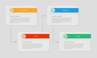 Business infographic design template with 4 options or steps. Can be used for workflow layouts, diagrams, presentations, web design, infographics. Vector illustration