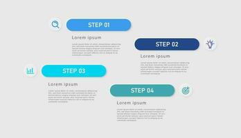Business infographic design template with 4 options or steps. Can be used for workflow layout, diagram, presentation, web design, infographic. Vector illustration