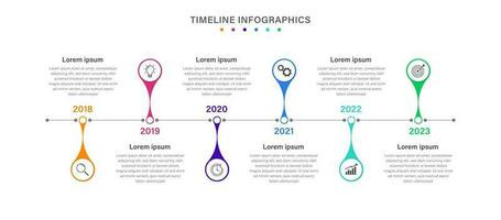 Business infographic timeline template. Milestone infographics element design for presentation, web, workflow or process diagram. Vector illustration