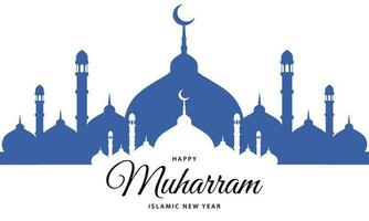 Happy Muharram islamic new year background. Muslim community festival template design. Card, banner, poster. Vector illustration.