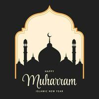 Happy Muharram islamic new year background. Muslim Hijri new year greeting design template. Vector illustration.