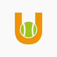 Tennis Logo On Letter U. Tennis Sport Academy, Club Logo Sign vector