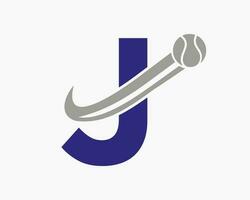 Tennis Logo On Letter J. Tennis Sport Academy, Club Logo Sign vector