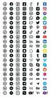 Social media logo icons set vector. Facebook Instagram Messenger WhatsApp Twitter Pinterest Tiktok Youtube LinkedIn Spotify Snapchat Tumblr Vimeo Skype Reddit Dribble FlickrTelegram Behance Yahoo. vector