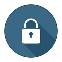 Lock Icon Vector Illustration With Long Shadow
