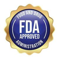 glossy fda aprroved label, stamp, badge, seal, sticker, tag, vector, food and drug administration badge, 3d realistic badge for cbd label design elements vector