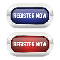 glossy 3d register now button, push button, badge, seal, stamp, tag, template, registration button, register now sign, registration round vector icon