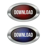 Download Button Flat With 3D Realistic Shiny Button For Mobile Apps And Website, Download Arrow Icon For Progess Graphic Elements Reflection On White Background vector