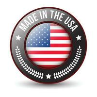 Glossy Made In USA Badge, Made In The United States,  Made In The USA emblem, American Flag, Made In USA Seal, Made In USA vector, Icons, Original Product, Vector Illustration In 3D Realistic Mood