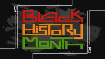 negro historia mes bandera con línea decoración, brillante colores en un negro antecedentes. vector