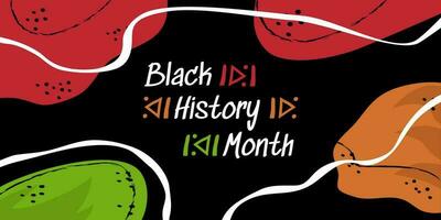 Black History Month banner with colors of Africa flag natural decorations, 2023 Black History Month celebration greeting. vector