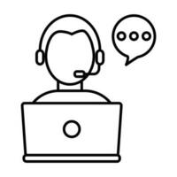 Customer Service Support, Call Center Agent Icon, Technical Support Team Icon, Helpline Support Person With Computer, Headphone And Chat Icon Vector Illustration