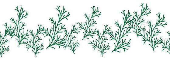 Leaves decorative, algae horizontal border seamless pattern vector