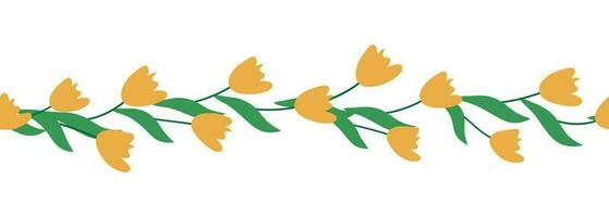 tulipanes amarillo y naranja sin costura horizontal frontera vector