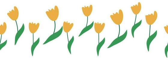 Tulips yellow and orange seamless horizontal border vector