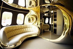 The interior of the spaceship gleamed with a luxurious sheen. . photo