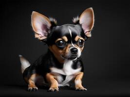 Image of a cute chihuahua on black background. photo