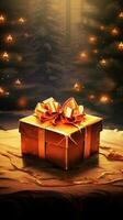 A Christmas-themed digital illustration of a present box . AI Generated photo