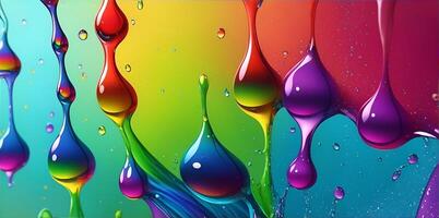 A rainbow colored background with water drops. photo