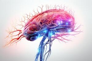 human brain digital illustration. photo