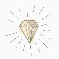 hand drawn line art crystals, isolated objects. Crystal stone crystalline gem and precious gemstone for jewellery illustration vector