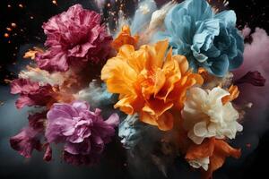 explosion of colors, epic flowers.. AI Generated photo