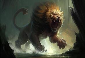 Eldritch horror lion monster. . photo