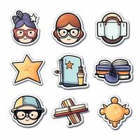 Cartoon back to school badges collection sticker style.. AI Generated photo