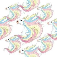 Seamless pattern with cute unicorns, clouds,rainbow and stars. Magic background with little unicorns vector