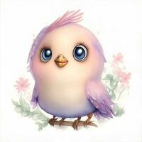 Face of Kawaii bird smiling Watercolor Clipart HAPPY. AI Generated photo