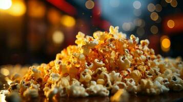 Background image date at the cinema popcorn. AI Generated photo