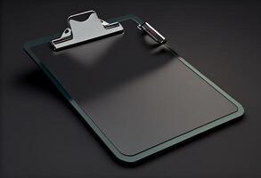 3D clipboard on dark background. 3d render illustration . photo