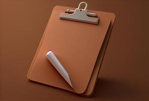 3D clipboard on dark background. 3d render illustration . photo