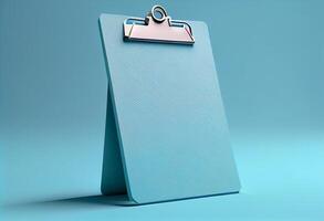 3D clipboard on blue background. photo