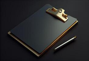 3D clipboard on dark background. 3d render illustration . photo