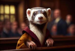 Portrait of a ferret accused in court . photo