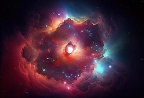 creativo resumen partículas antecedentes. espacio nebulosa comienzo explosión. ai generado foto