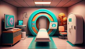 Modern and functioning medical screening technology at room with MRI equipment. photo