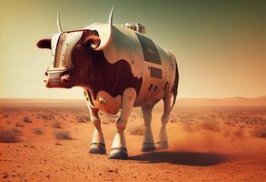 The cow runs on Mars. photo