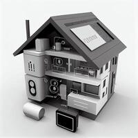 Modern smart home systems of smart building , The smart home is isolated background. photo