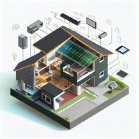 Modern smart home systems of smart building , The smart home is isolated background. photo