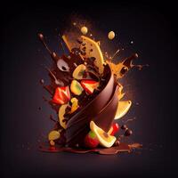 Chocolate dessert combined with fruit. photo