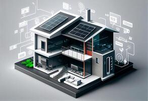 Modern smart home systems of smart building , The smart home is isolated background. photo