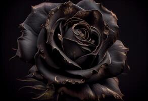 Photo black rose flower close up dark roses background.