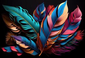 3d colorful feathers for carnival composition .. photo