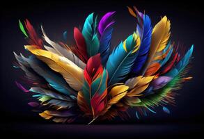 3d colorful feathers for carnival composition .. photo